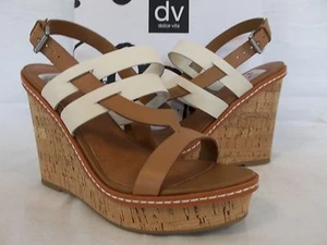 Dolce Vita Sz 9.5 M Jillian Bone Honey Leather Open Toe Wedges New Womens Shoes - Picture 1 of 7