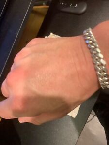 mens real solid 925 sterling silver bracelet