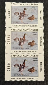 2002 Hungary - Duck stamps - Artist signed strip of three - Picture 1 of 2