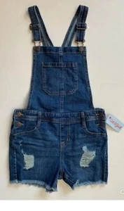 Nwt CAT & JACK Girls Adjustable Denim Bib Overalls Shorts One Piece(Choose Size) - Picture 1 of 5