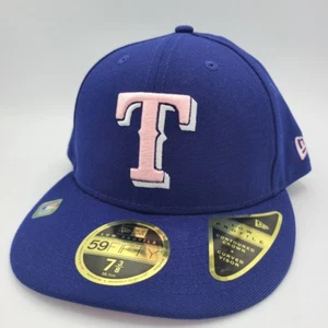 Texas Rangers Hat New Era 59Fifty LP Fitted Baseball Cap Blue Pink Mother's Day - Picture 1 of 6