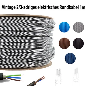 Cable textil de 2 hilos y 3 hilos con efecto seda cable de tela cable de lámpara cable de alimentación - Imagen 1 de 21