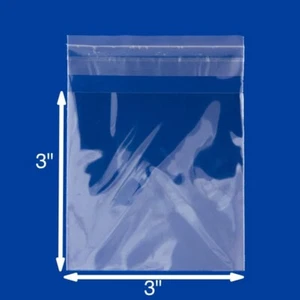 3" x 3" durchsichtige selbstklebende wiederverschließbare Zellophan Poly OPP Beutel 3x3 - 100 Stück - Bild 1 von 1