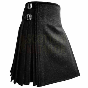 Scottish Handmade Traditional 100% Black Wool kilt Custom Size kilts For Men - Picture 1 of 8