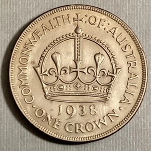 1938 AUSTRALIA George VI One Crown - KEY DATE cd - Picture 1 of 2