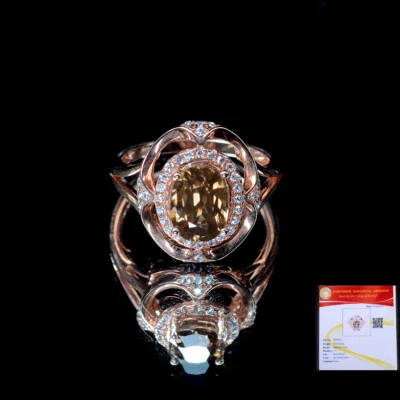 Anel de prata 925 zircão amarelo natural 3,79G certificado GLC 7US - Imagem 1 de 4