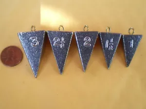 5 PCS. PYRAMID FISHING SINKER 1, 1-1/2, 2, 2-1/2, 3 OZ. 1 PCS. EACH SIZE. - Picture 1 of 6