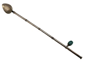 RARE Vintage Sterling 950 Silver & Turquoise Scarab Ice Tea Spoon / Straw - Picture 1 of 4