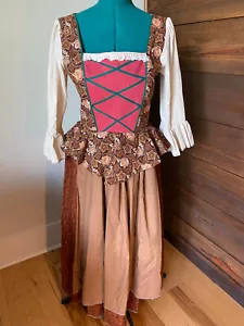 Medieval Renaissance Bar Tavern Wench Women's Costume Brown Pink Theater L - Picture 1 of 6