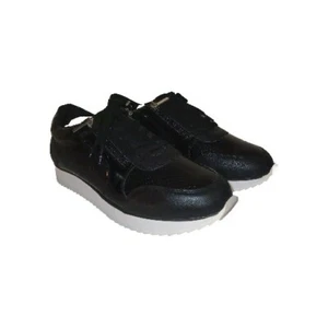 ASHRO womens Double Zipper accented lace up sneakers shoe size 9 M black NEW - Picture 1 of 5