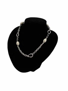 Michael Dawkins Sterling Silver 925 Chain Necklace Brushed Beads Links 18” - Picture 1 of 4