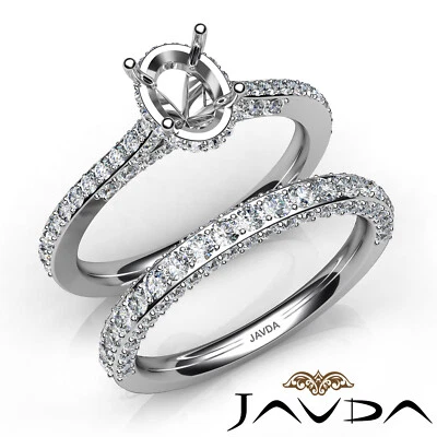 Halo Pave Diamond Engagement Ring Oval Semi Mount Classic Bridal Sets 1.65 Ctw. - Image 1 of 4