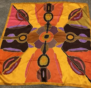 June Smith Keringke Arts Pure Silk Scarf 1991 36" Square - Picture 1 of 6