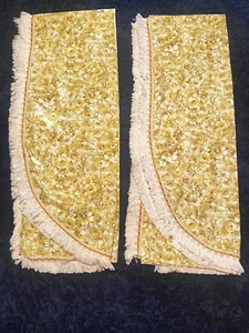 Set 2 Vintage retro floral twin bedspreads fringe hems - Picture 1 of 11
