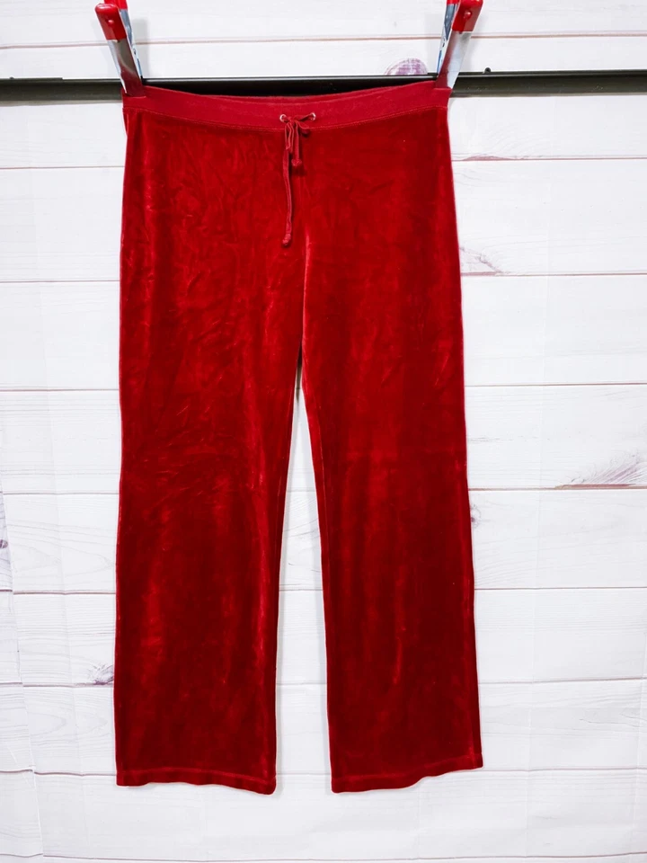 Pantalones deportivos Moda International de terciopelo para mujer talla M rojos con cordón Foto 1 de 4