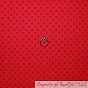 BonEful FABRIC Cotton Quilt Red Tonal Polka Dot Small Stripe Calico Print SCRAP - Picture 1 of 12