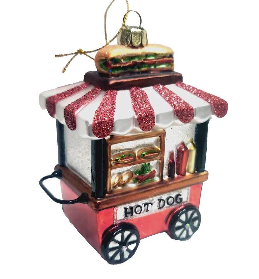 Hot Dog Soporte Adorno de Navidad ~ 4.5" Kurt Adler Gemas Nobles Vidrio-KA44-NBX0120-Rojo Foto 1 de 1
