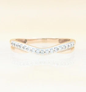 14K Solid Rose Gold 1.7g Diamond Wave Pattern Stackable Band Ring Size-5 - Picture 1 of 9