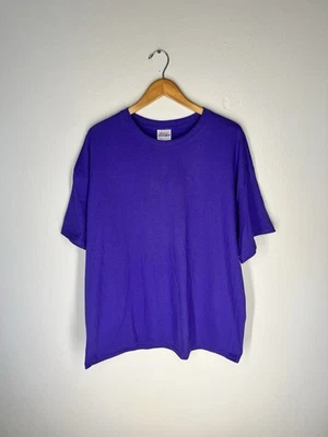 Hanes тяжелый 50/50 пустая футболка 2XL фиолетовый сделано в Мексике винтажный Y2K - Изображение 1 из 4