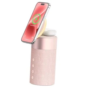Enceinte Bluetooth, Chargeur Magnétique Sans Fil, Enceintes Bluetooth avec Rose - Photo 1 sur 7