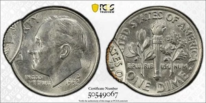1992 D Dimes Roosevelt PCGS MS-62 D/S-2nd Strike 95% O/C Mint Error - Picture 1 of 1