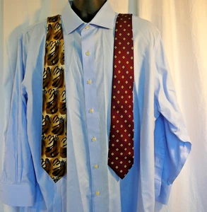 Brooks Brothers Blue Classic Long Sleeve Shirt 17 1/2 32 & 2 ties Garcia Gant - Picture 1 of 7