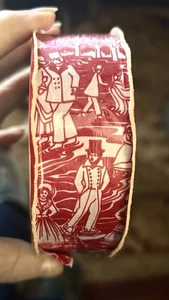 VTG Christmas Ice Skaters Skating Fabric Ribbon  Full Spool 1960’s Mint 21’ - Picture 1 of 6