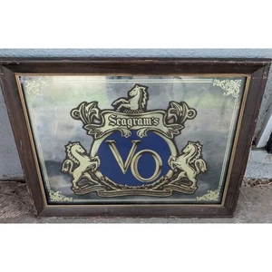 Vintage Seagram's Whisky Mirror Bar Sign 20" x 15" Framed  - Picture 1 of 3