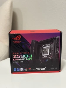 New ASUS ROG STRIX Z590-I GAMING WIFI 6E LGA1200 DDR4 M.2 Mini-ITX Motherboard - Picture 1 of 2