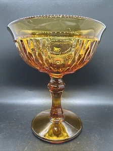 Plato de caramelo con pedestal de compota de vidrio Indiana vintage 6,75 pulgadas ámbar miel dorado - Imagen 1 de 10