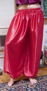 Pantalones harén danza del vientre rosa satén - Imagen 1 de 1