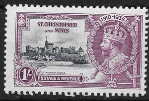 ST.KITTS-NEVIS SG64L 1935 SILBERJUBILÄUM 1/= KITE & HORIZ LOG VAR MTD NEUWERTIG - Bild 1 von 1