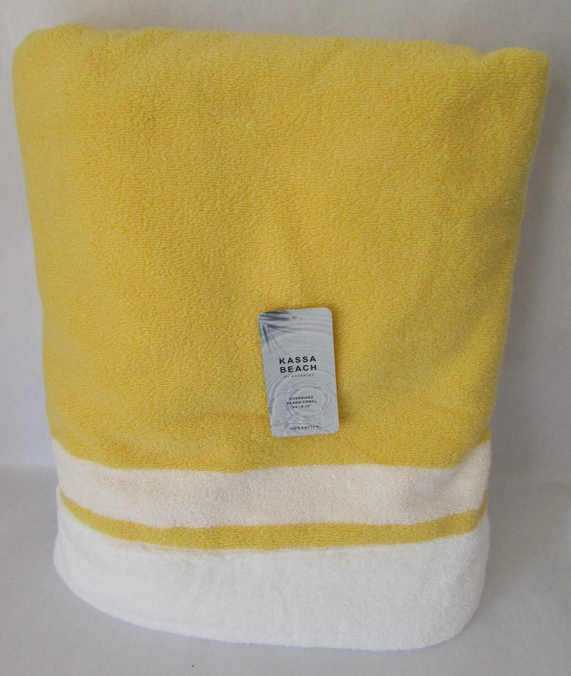 Toalla de playa Kassatex Kassa 100 % algodón 40" x 70" amarillo limón súper felpa gruesa Foto 1 de 4
