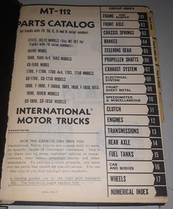International Motor Trucks MT-112 Parts Catalog MT112 - Picture 1 of 9