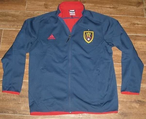 Adidas RSL Real Salt Lake FULL ZIP JACKET TOP M MD BLUE RED COAT WINDBREAKER NEW - Picture 1 of 6