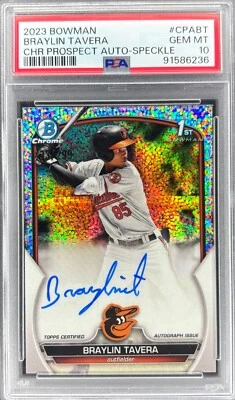 2023 Bowman Braylin Tavera Chrome 1st Prospect AUTO Speckle /299 #CPABT PSA 10 - Image 1 of 2
