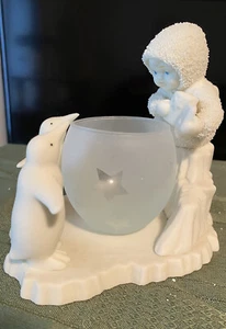 Snowbabies with Penguin’s & Glass Candle Holder - Picture 1 of 5