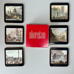 Sheraton Set of Six Square Coasters London in the 19th Century BOXED - Picture 1 of 21