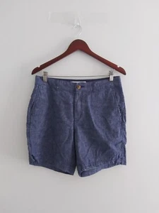 Old Navy Shorts Women's Size 8 Everyday Blue Linen Cotton Blend High Rise Pocket - Picture 1 of 12