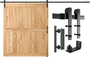 SMARTSTANDARD 12 FT Heavy Duty Sturdy Sliding Barn Door Hardware Kit, Black, - Picture 1 of 7
