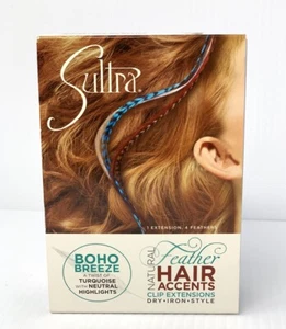 Sultra Feather Hair Accents Boho Breeze Turquoise - Picture 1 of 2