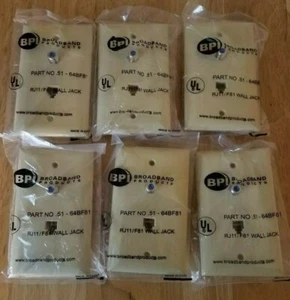 (6) BPI Ivory RJ11 Phone Jack with 3GHz F-81 Wall Plate Part No.51-64BF81 - Picture 1 of 4