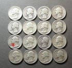 16 - Washington Quarters - 90% Silver Lot - $4 Face Value Mixed Dates -(P3716)