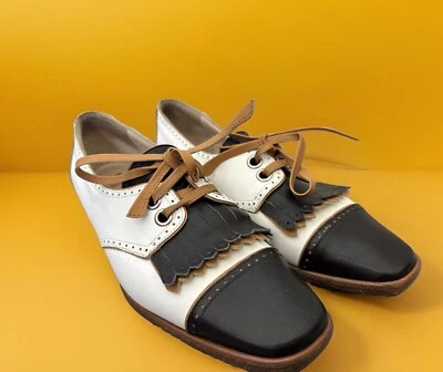 Zapatos de golf Walter Genuin Kilt para mujer negros blancos talla 7 hechos en Italia Foto 1 de 4