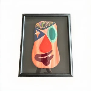 Abstract Art Glass Face, Framed Art Glass. Handmade in Great Condition - Picture 1 of 8