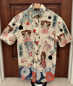 Einzigartiges handgefertigtes Tokyo Anime Hemd mit Knopfleiste ~ M/L Allover-Druck Kunst Japan - Bild 1 von 14