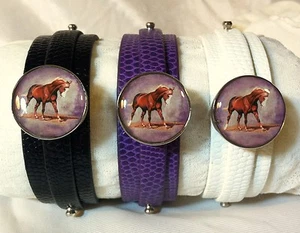 Leder SNAP ARMBAND Pferd Snap KASTANIE PFERD schwarz lila weich weiß *BUBBLES* - Bild 1 von 10