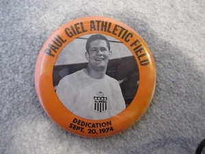 1974 PAUL GIEL ATHLETIC FIELD DEDICATION Minnesota Vikings PHOTO PIN BACK BUTTON - Picture 1 of 2