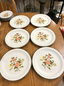 *NEW * SET of 6 Vintage COLOR STONE by NIKKO Peach Blossom 10 5/8" DINNER Plates