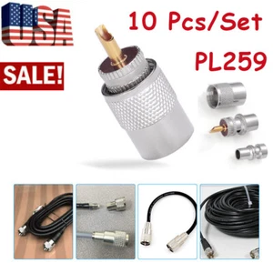 PL259 Solder Connector Plug with Reducer for RG8X Coaxial Coax Cable USA 10 Pack - Picture 1 of 9